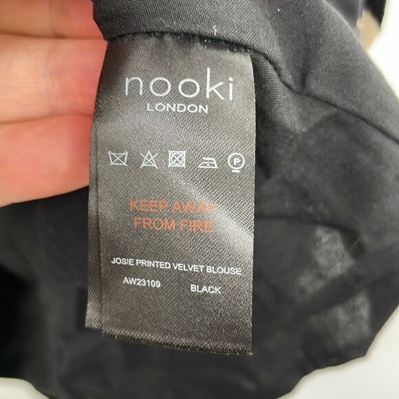 Nooki London Josie Printed Velvet Blouse Stars Print Long Sleeve pullover Large - Picture 13 of 16